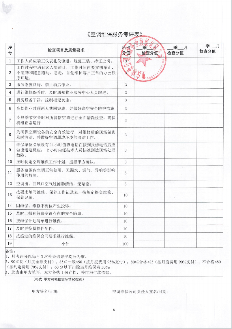 渝豪仕公司高科总部广场一期空调维保服务询价信息公告