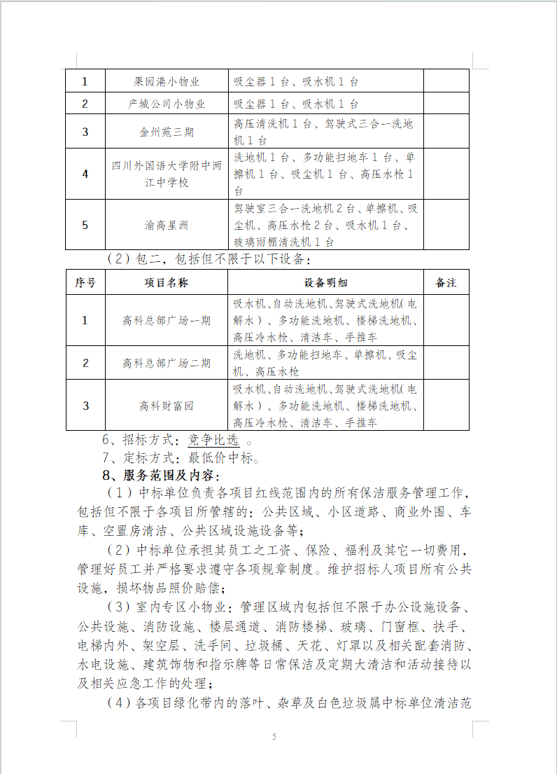 渝豪仕公司物业事业部2025年度保洁服务招标信息公告