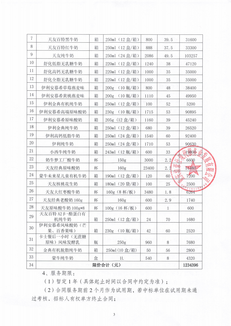 渝豪仕公司餐饮酒店事业部食堂奶制品采购招标信息公告
